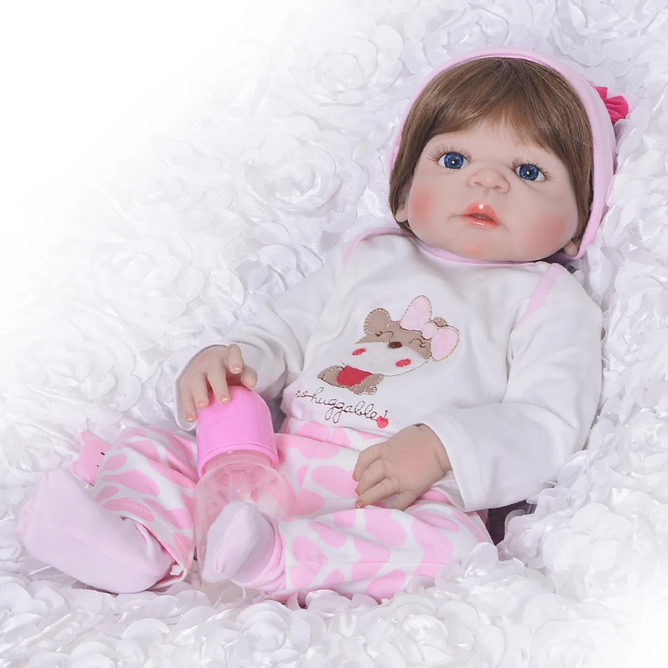 NPK 55 см Реалистичная полная силиконовая кукла реборн игрушки живые Bebe коричневые