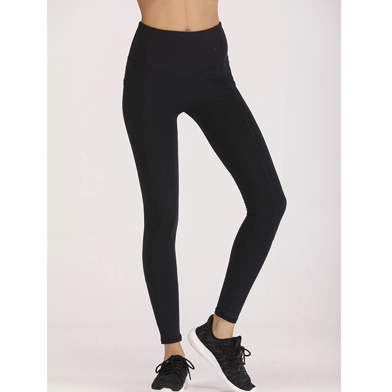 Женские леггинсы для спортзала с боковыми карманами эластичные высокой талией
