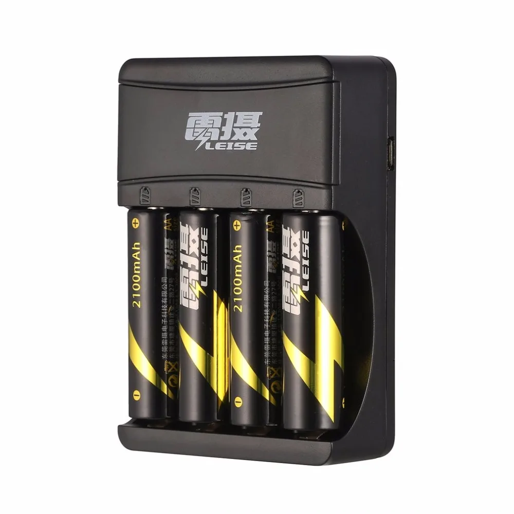 LEISE LS-U401, 4 слота, умное зарядное устройство USB с зарядным устройством, светодиодный индикатор, зарядка для никель-металл-гидридных аккумуляторов AA и AAA