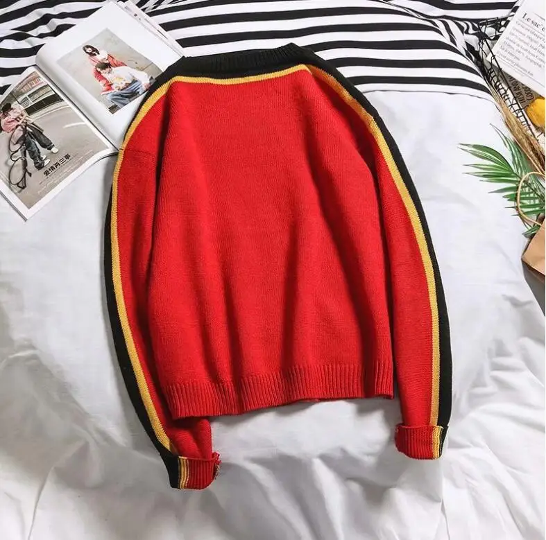 Autumn and winter retro cartoon round neck loose casual knitting sweater | Женская одежда