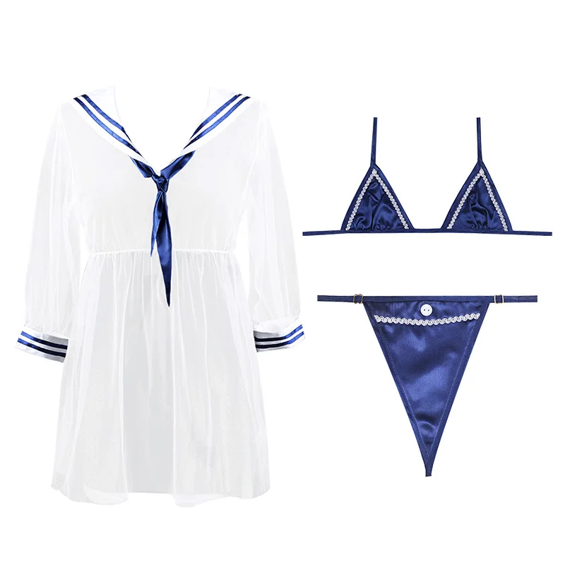 

yomrzl A536 New arrival sexy gauze women's nightgown 3 piece sleepwear thin suit sleep set sexy lingeries