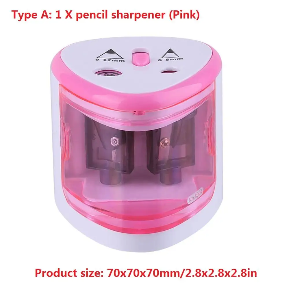 pencil sharpener 03 Автоматическая электрическая точилка для карандашей с двумя отверстиями, точилка для карандашей для дома, офиса, студентов, инструмент, электрическая точилка для карандашей, синий/серебристый/розовый - Цвет: pencil sharpener 03