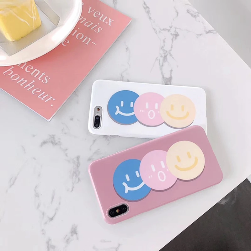 Корейский стиль чехол для телефона со смайликом iphone 6 6s 7 8 Plus милый Универсальный