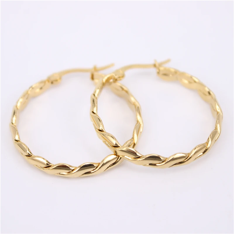 MGUB new design stainless steel fashion jewelry gold color round Hoop earrings for women LH594
