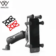 XMXCZKJ Motorcycle Bike MTB Bicycle Mobile Phone Grip Holder Mirror Rear View Mount For GPS Cellphone Holder Accessories