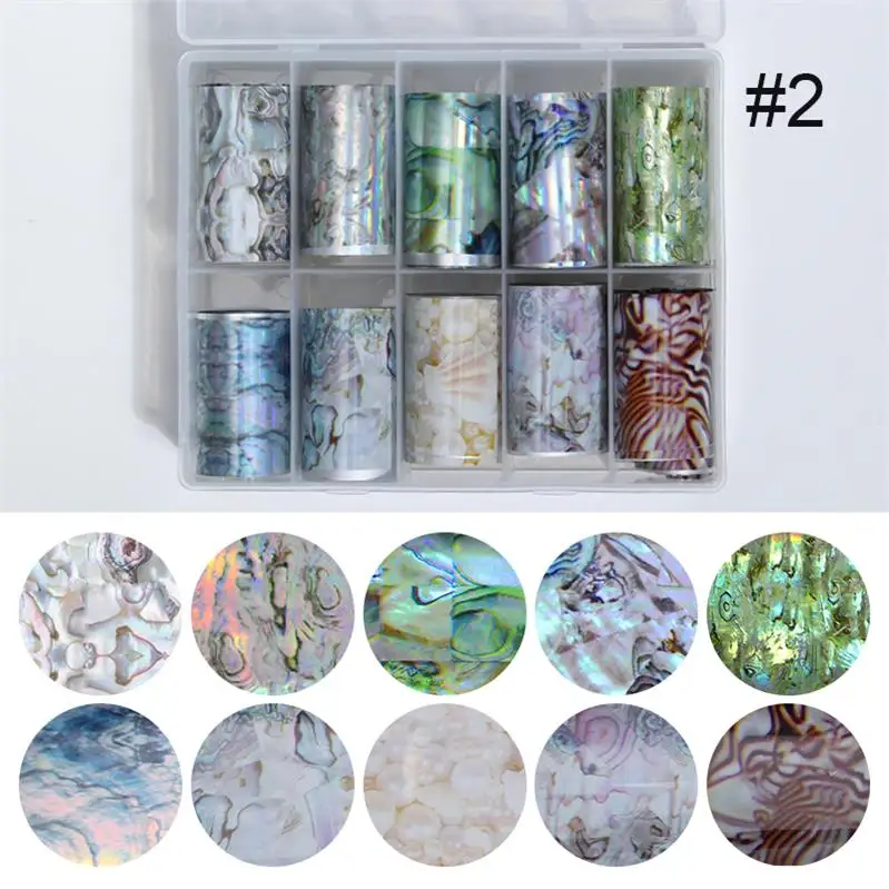 pattern-02 10 рулонов/набор Фольга для ногтей голографическая Лазерная Смешанная 250 типов металлический матовый узор дизайн переводная наклейка наклейки украшения ногтей - Цвет: pattern-02