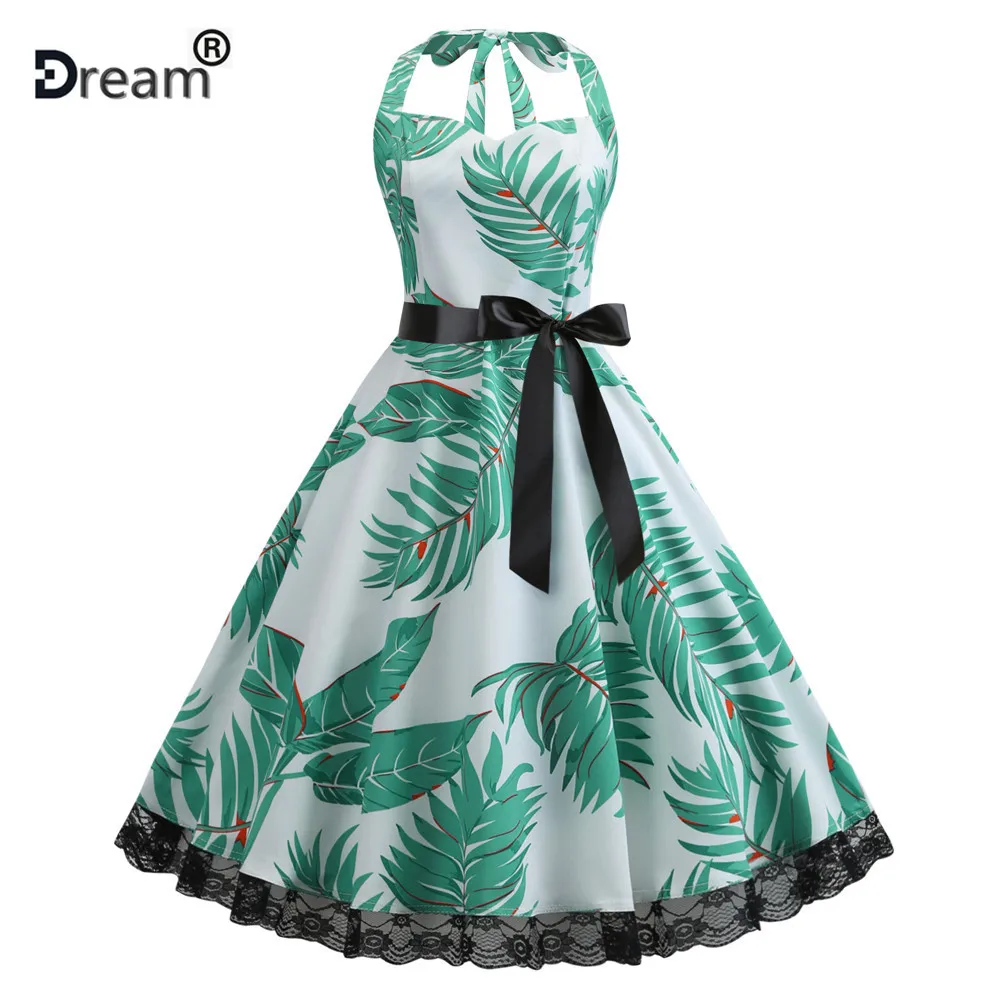 Кружевное лоскутное сексуальное платье с лямкой на шее женское летнее винтажное