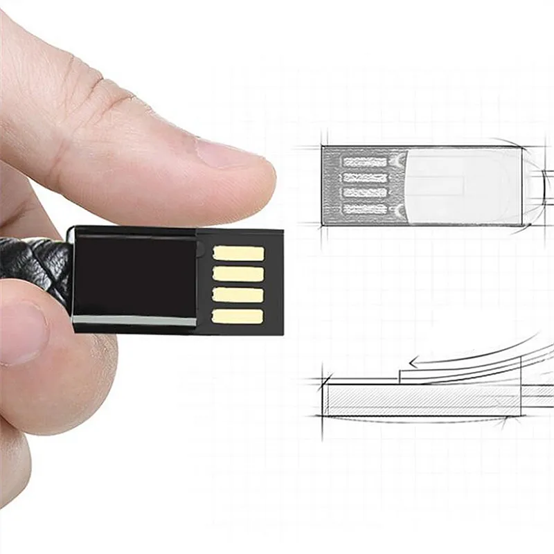 22 см Кожаный Портативный Спортивный Микро-USB-браслет зарядное устройство кабель