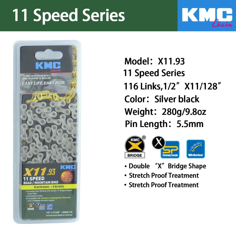 KMC 9S 10S 11S золото X8 X9 X9sl X10 X10sl X11SL Z99 велосипедная цепь для MTB/шоссейного велосипеда для Shimano/SRAM 8 9 10 11 скорость 116л/цепной велосипед