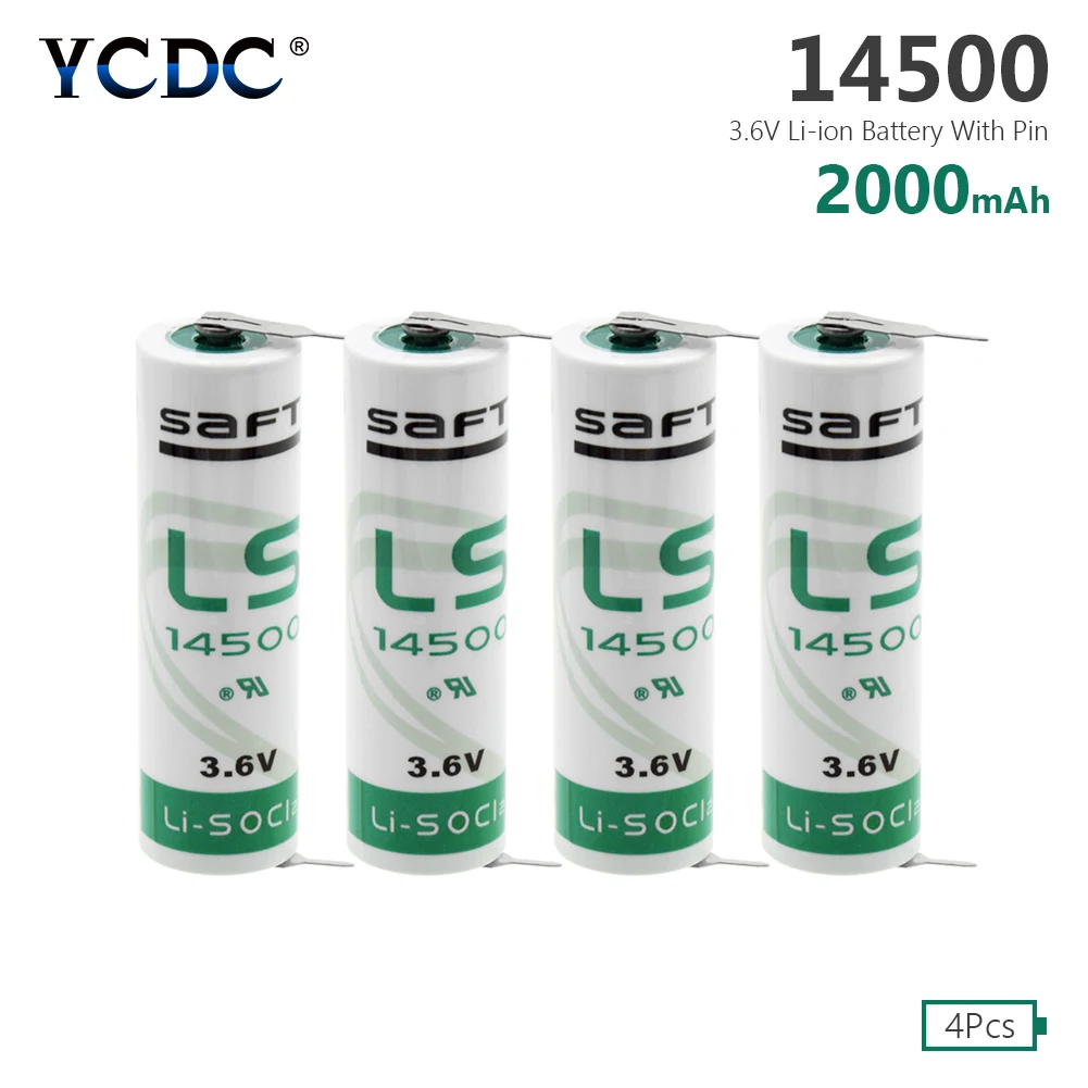 4 шт 3 6 V 2000mAh 14500 Li SOCl2 начальной Батарея со сварочным шпильки для компьютерами на