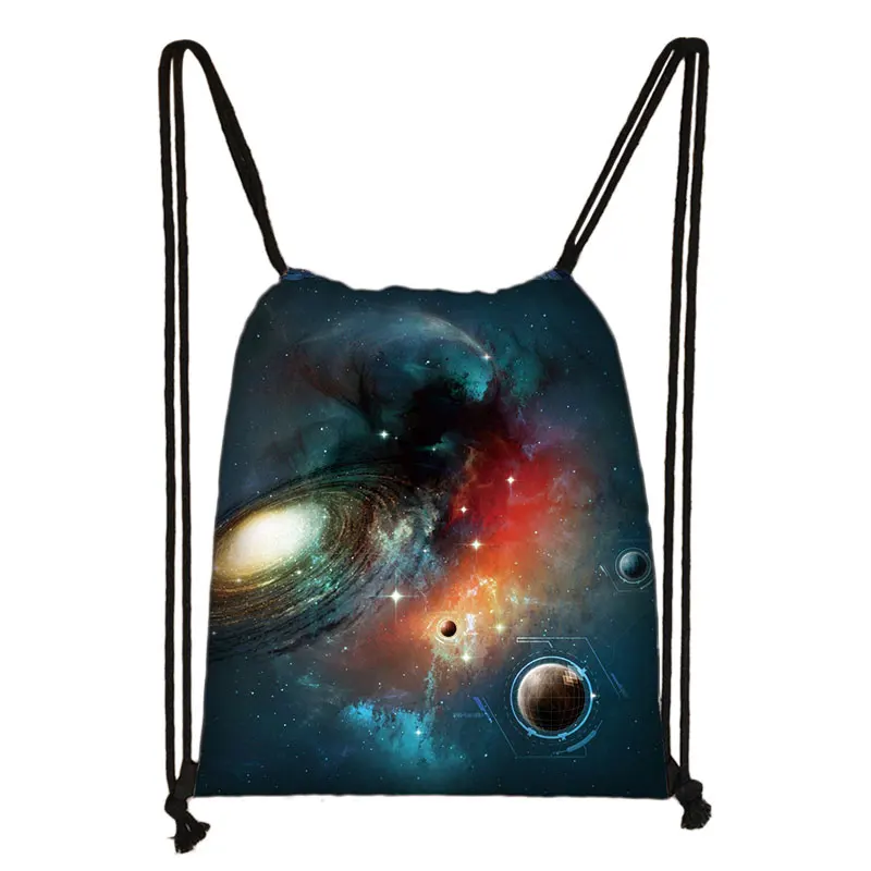 Galaxy / starry night print drawstring bag women travel bag fashion teenager girls canvas softback backpack female storage bag - Цвет: skdxk01