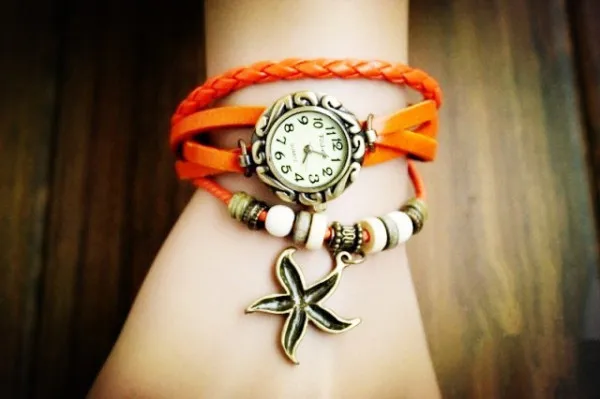 Высокое качество relogio женщины натуральная кожа винтаж часы браслет наручные лист