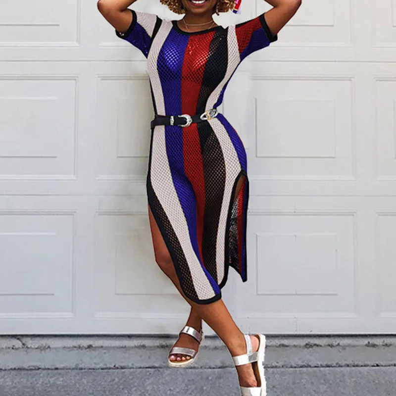 Новое женское сексуальное платье с круглым вырезом и коротким рукавом
