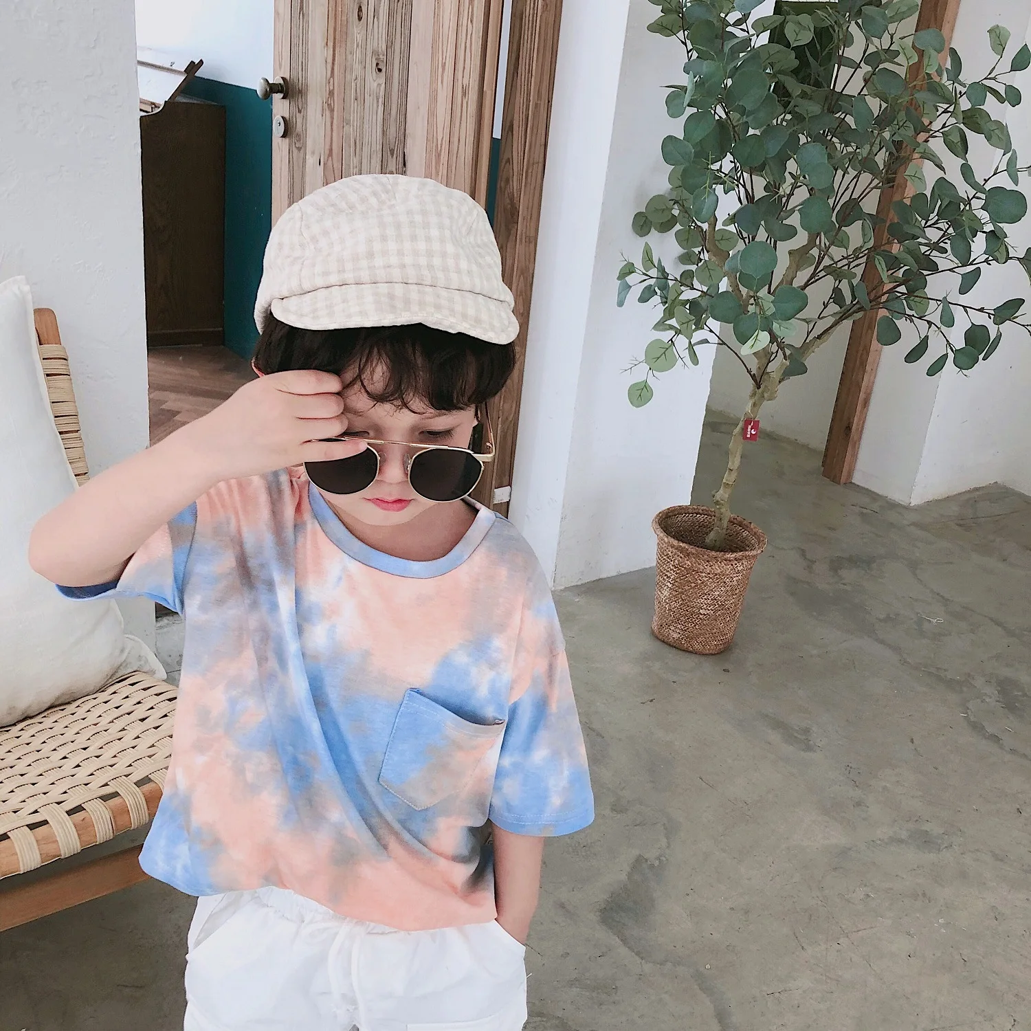 Модные яркое футболки с короткими рукавами в Корейском стиле для мальчиков