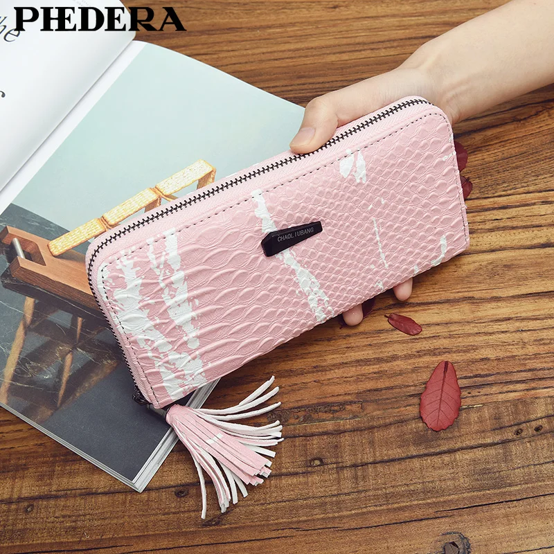 Акция роскошный длинный женский кошелек с рисунком аллигатора модные кожаные