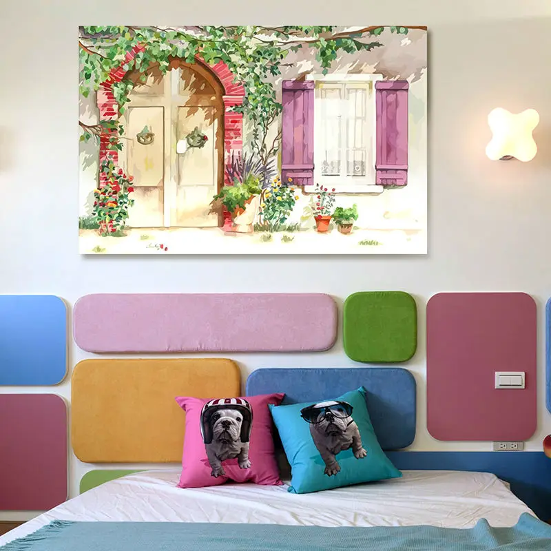 Фантазия двери ворота мечты красивые растения цветы на стене цифровая краска по