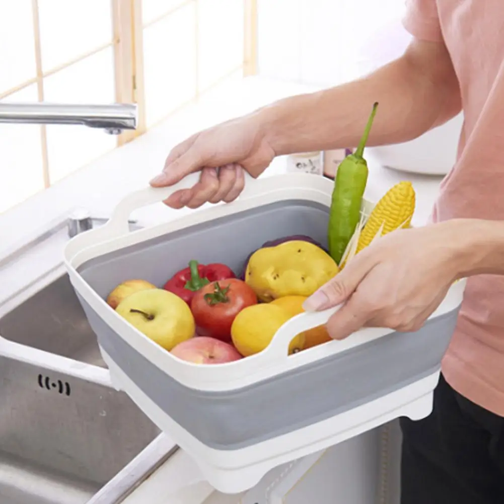 Пластик складной Dishpan Еда фильтр с Пробка сливного отверстия для Портативный