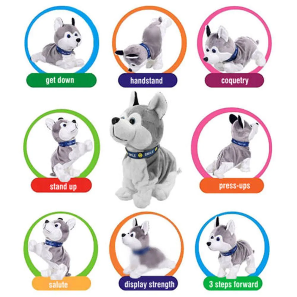 Интерактивная робот собака Электронная плюшевая игрушка Walk Sound Bark подставка для