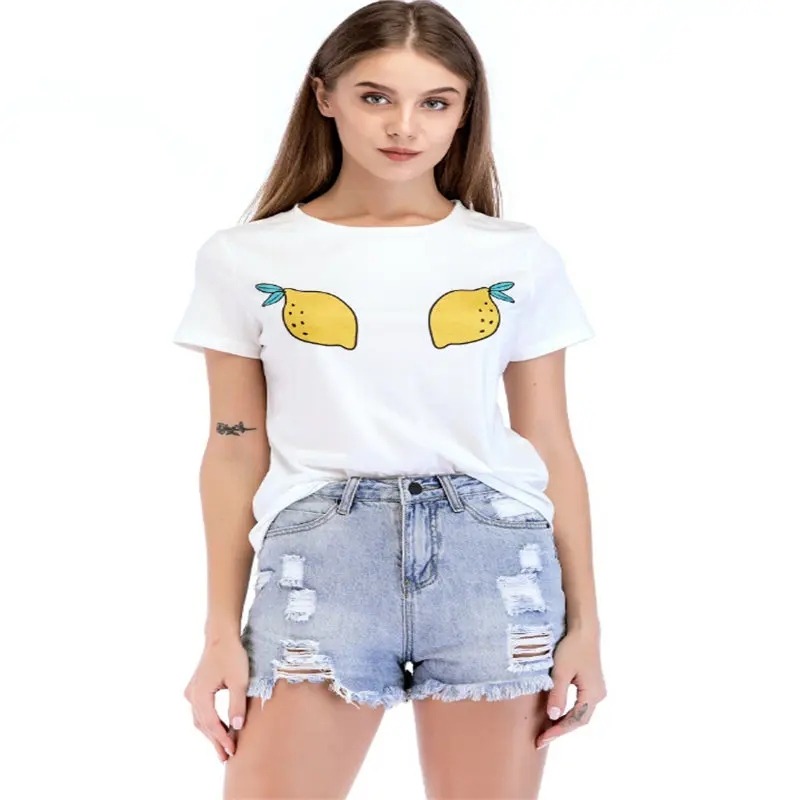 2018 Новые Топы Горячая футболки Женская печати Хлопок t shirt рубашка с короткими