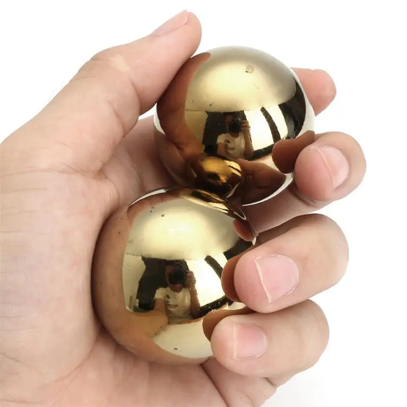 

[ Fly Eagle ] 2pcs copper Hand Vola Ball 50mm Gold Smooth Healing Sphere Body Massager