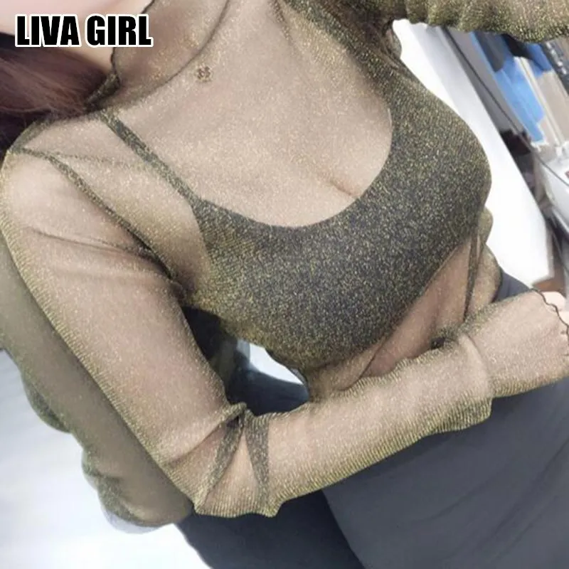 Liva Girl сексуальная перспектива открытые женские сетчатые топы блузка рубашка