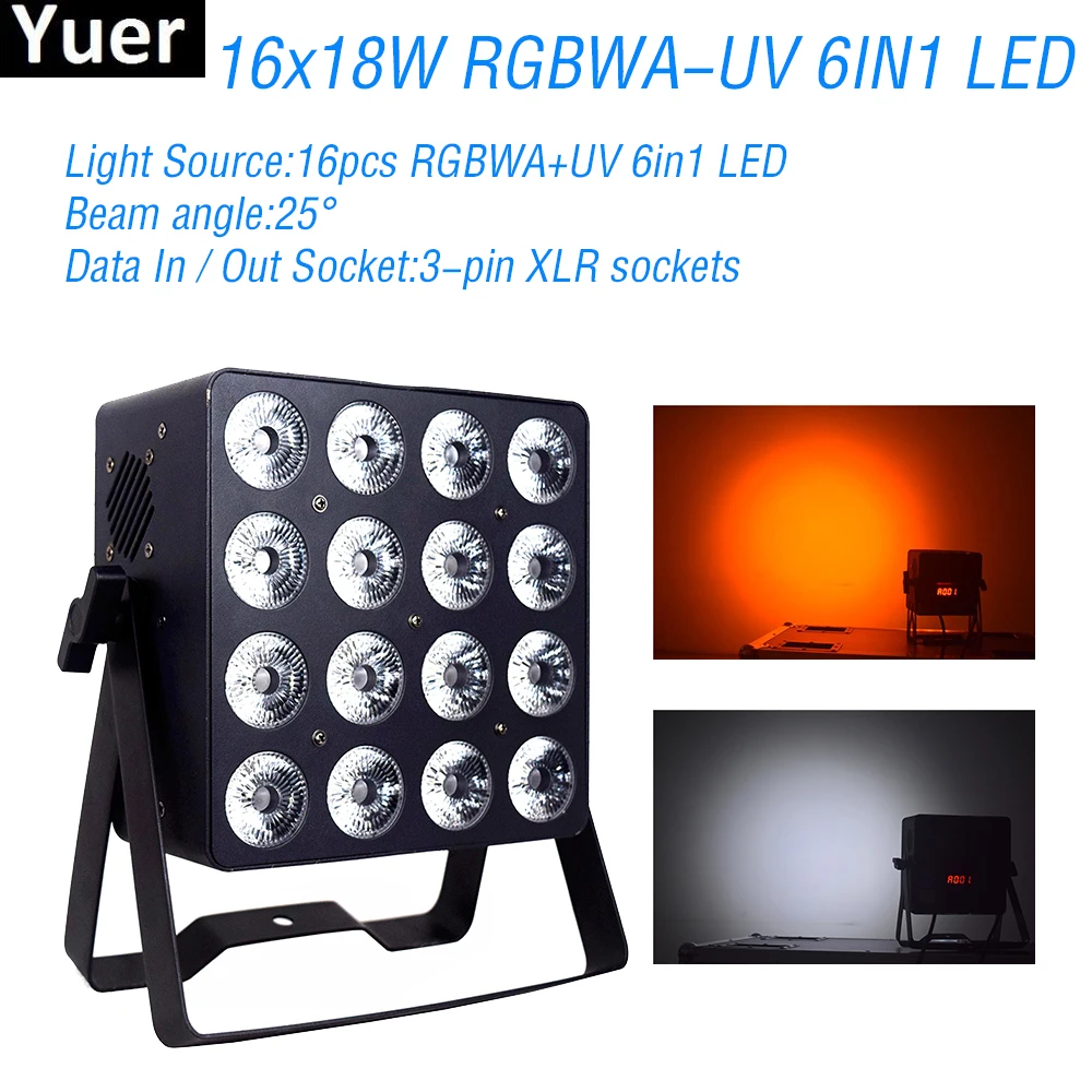 

New DJ Disco Light 16x18W RGBWA-UV 6IN1 LED Stage Par Light 25 Degree Wash Effect DMX512 Wedding Party Bar Club LED Par Lights