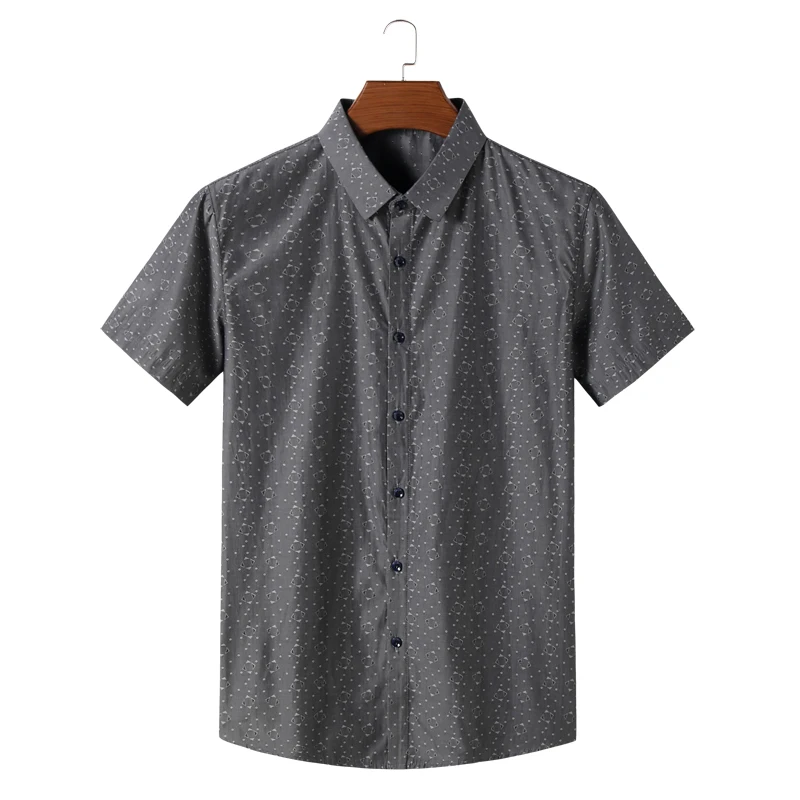 Summer Brand Men's Short Sleeve print Leisure Shirt High Quality Single Breasted Loose Male Clothes Large Size 6XL 7XL 8XL | Мужская