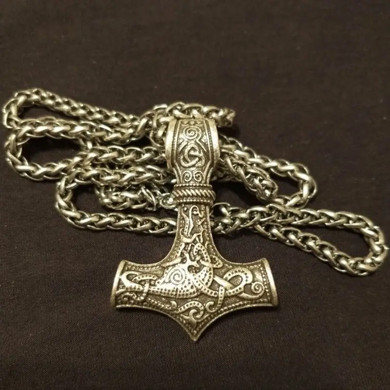 1 шт. дропшиппинг колье с кулоном в стиле викингов молот Mjolnir огромный Молот Тора