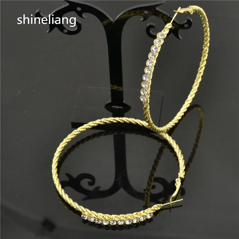 Shineliang новый большой круг обруч серьги для женщин Модные женские ювелирные