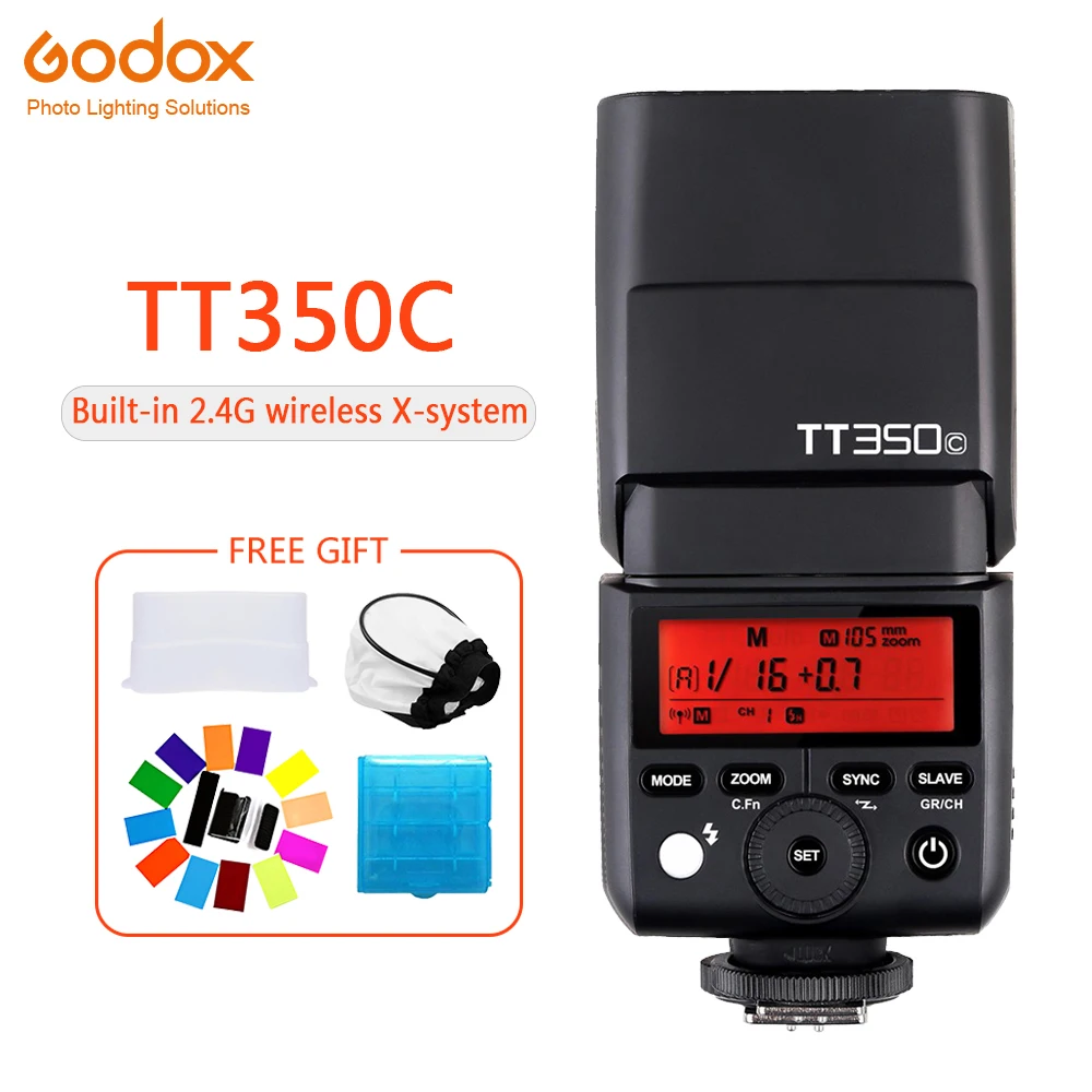 Беспроводная вспышка Godox TT350 Mini TT350C TTL HSS 1/8000 s 2 4G для Canon EOS 5D 6D 60D 600D 7D|Фотовспышки| |