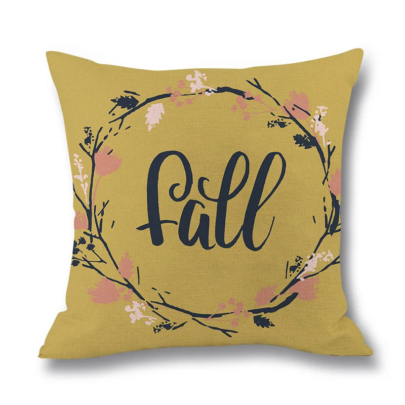 Винтажная льняная наволочка Gemoetric декоративная желтого темно-розового цвета для