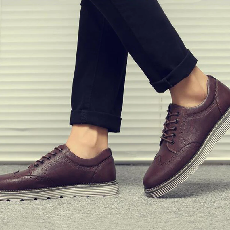 Новинка Мужская обувь сезон весна-осень повседневная мужская кожаная высокое