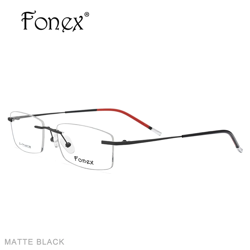 FONEX B титановые очки без оправы, мужские очки по рецепту, оправа для женщин, ультралегкие очки для близорукости, оптические очки без оправы, корейские очки 9608 - Цвет оправы: matte black