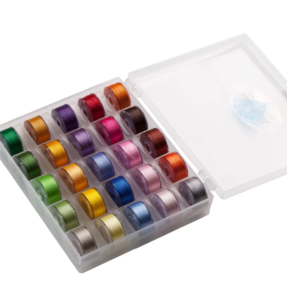 Simthread тип A 75D/2 25 различных цветов вышивка предварительно намотанные шпульки с