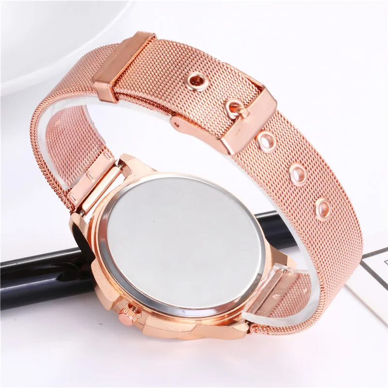 Новые модные женские туфли часы розового золота кварцевые Wristwtahces montres femme