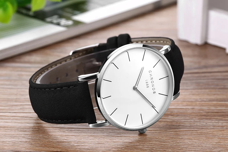 Часы Chronos 1898 мужские роскошные повседневные женские часы кожаные кварцевые часы розовое золото серебро мужские часы Relogio Masculino