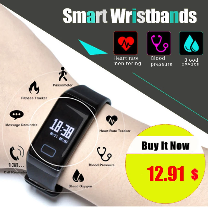 F1 смарт браслет с кислородом для измерения артериального давления фитнес