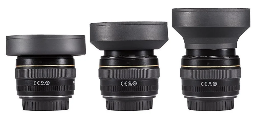 Neewer 58 мм 3 в 1 Складная Резиновая бленда для объектива CANON EOS 700D/650D/550D/400D/350D/300D/100D/60D