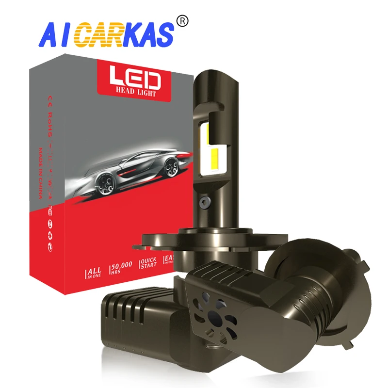 Автомобильные светодиодные фары AICARKAS CSP супер светодиодный H7 H4 H11 9005 H8 HB3 HB4 Turbo 50 Вт