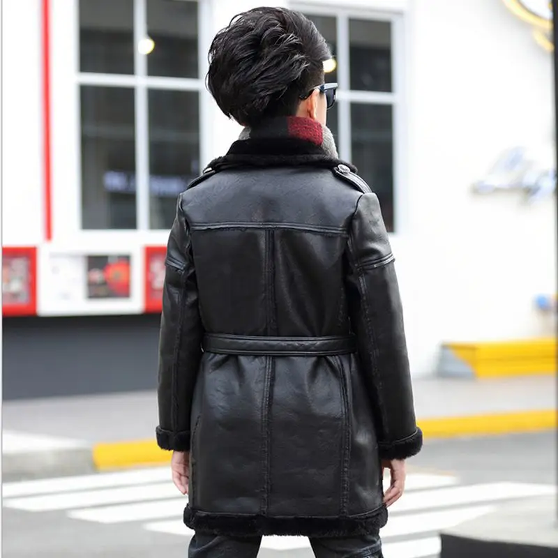 2016 Новая Мода Зима Мальчик Одежда С Длинным Рукавом Дети Пальто Кожаной Куртки