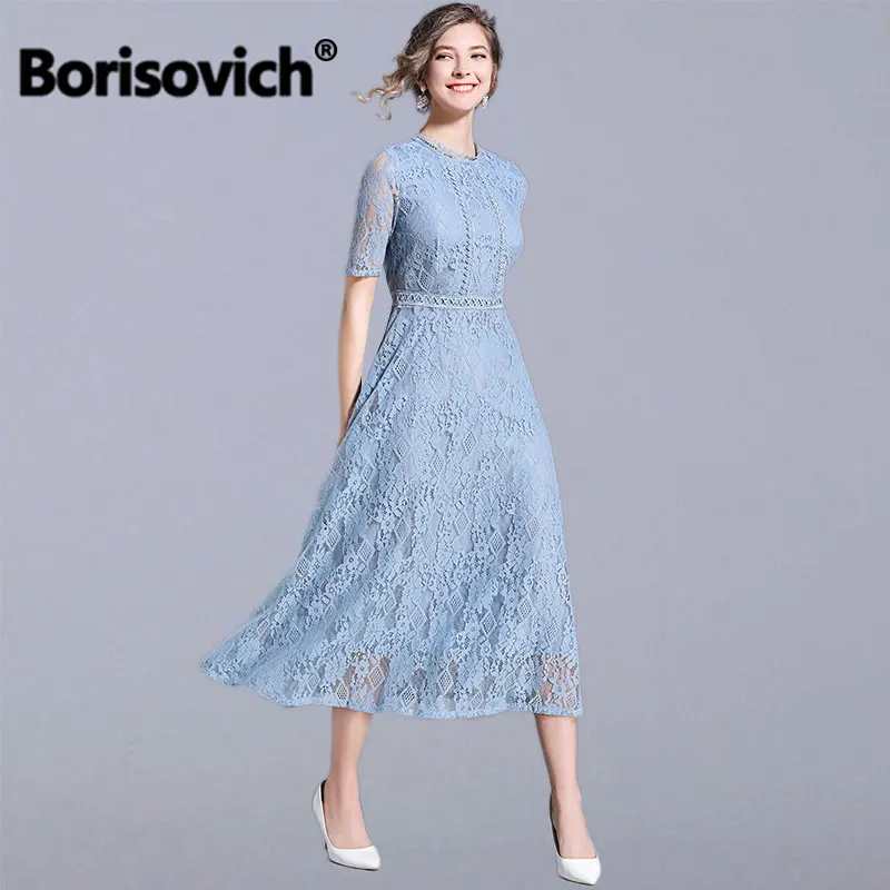 Женское кружевное длинное платье Borisovich Повседневное трапециевидной формы с