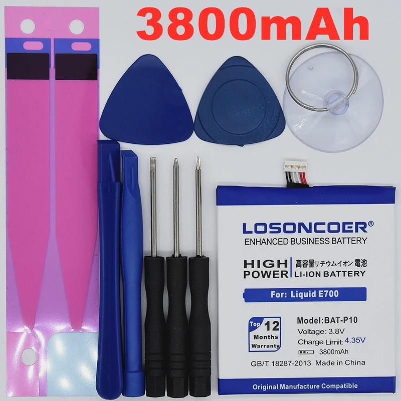 100% Оригинальный LOSONCOER 3800 мАч фотоаккумулятор для Acer Liquid E700 Triple E39 PGF506173HT Сменный