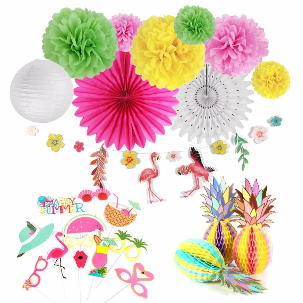 12pcs/set Tropical Hawaiian Party Decorations Supplies Pineapple decor Flamingo Luao Summer Theme | Дом и сад