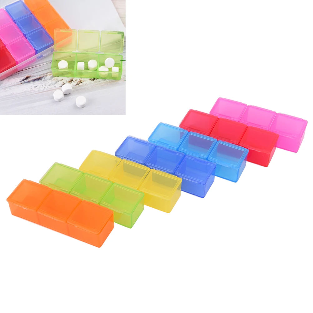 7 дней таблетки диспенсер Органайзер чехол с 21 отсеком коробка разноцветные