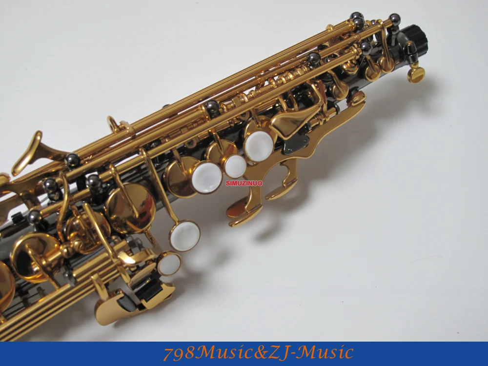 Черный никелевый Золотой изогнутый колокольчик Сопрано саксофон Bb ключ к