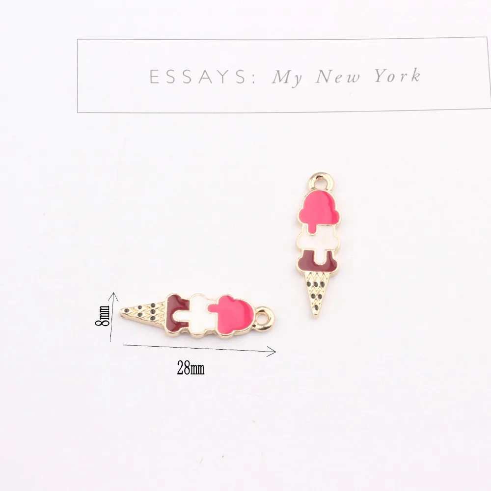 

10 Pcs New Cute Ice Cream Enamel Charms Gold Color Tone Oil Drop Dangle Charms for Bracelets Pendants for DIY Jewelry Making