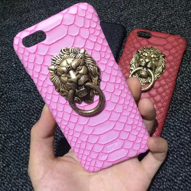 Кожаный чехол для iPhone 5 5S 6 S Plus с металлической пряжкой и изображением Льва |