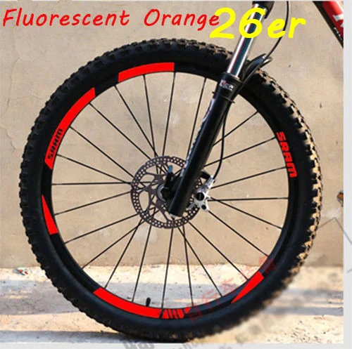 26er FLuo Orange SRAM колесо для горного велосипеда набор наклейки на обод для горного велосипеда Замена Светоотражающие Флуо Гонки Велоспорт грязь винил обод наклейки - Цвет: 26er FLuo Orange