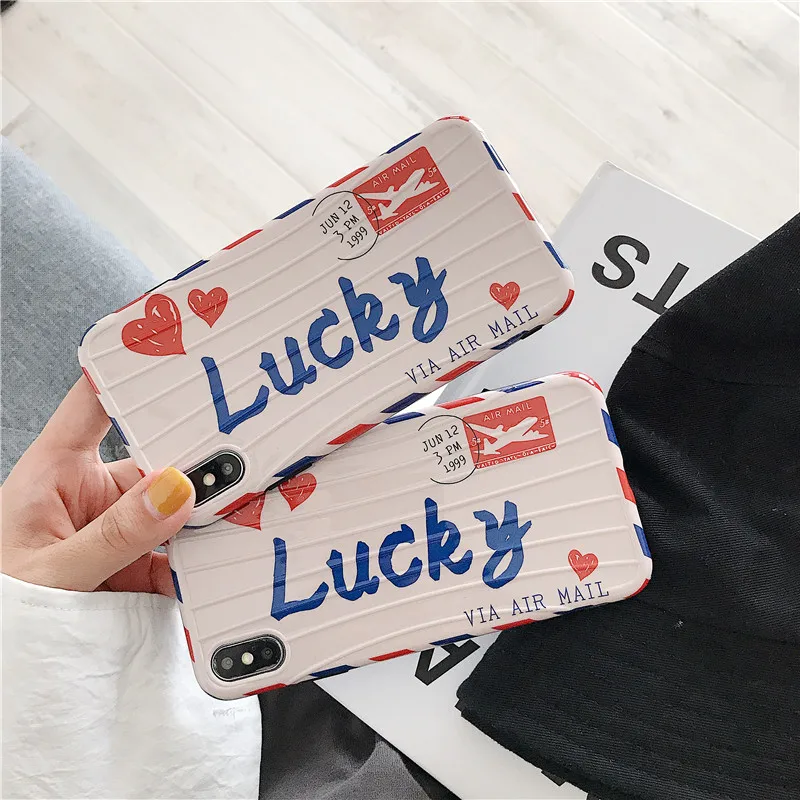 Suitcase phone case for iPhone XS MAX cover X XR 6Plus 6s 7 back 8 Plus lucky letter envelope |