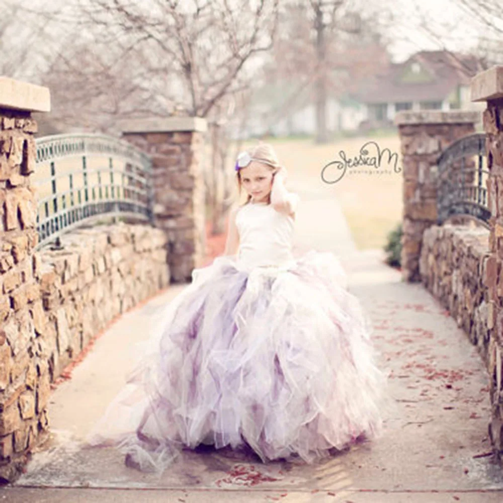 Gorgeous Tulle Girls Party Tutu Dress For With Train Long Casual Summer Princess Flower Girl Dresses Weddings | Детская одежда и